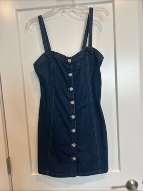 Kendall + Kylie Denim Button-Front Mini Dress - Dark Blue